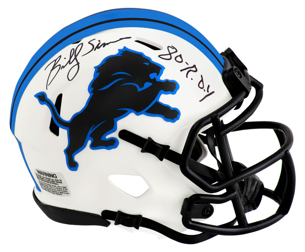 Billy Sims Detroit Lions Autographed Lunar Eclipse Riddell Mini Helmet-Powers Sports Memorabilia