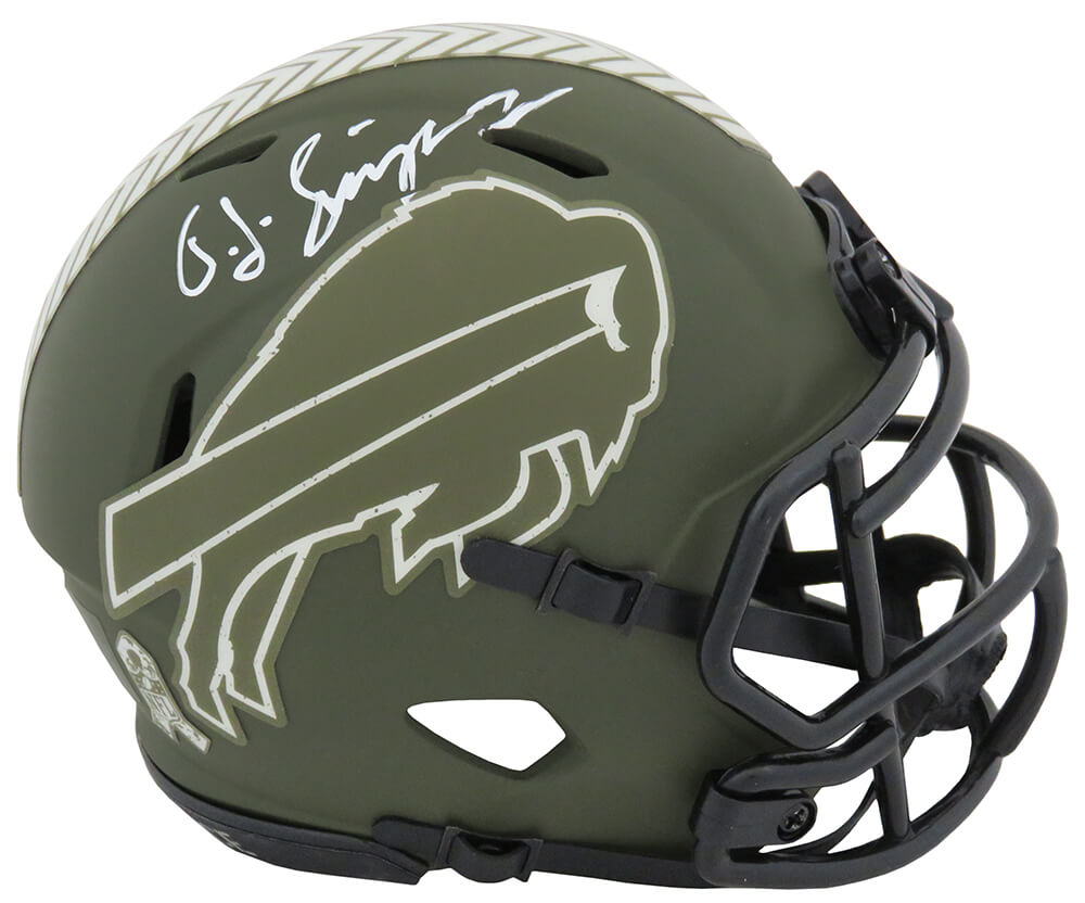 O.J. Simpson Buffalo Bills Autographed Salute to Service Riddell Mini-Powers Sports Memorabilia