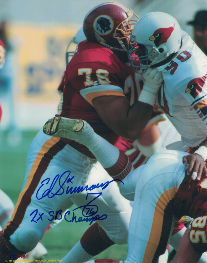Ed Simmons Signed Washington Redskins 8x10 Photo 2x Champs-Powers Sports Memorabilia