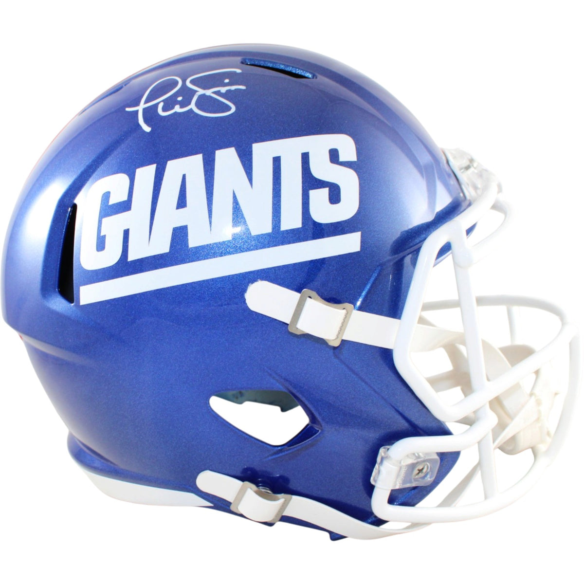 Phil Simms New York Giants F/S Replica Signed Helmet Rush Beckett Witness 58670 Beckett-Powers Sports Memorabilia