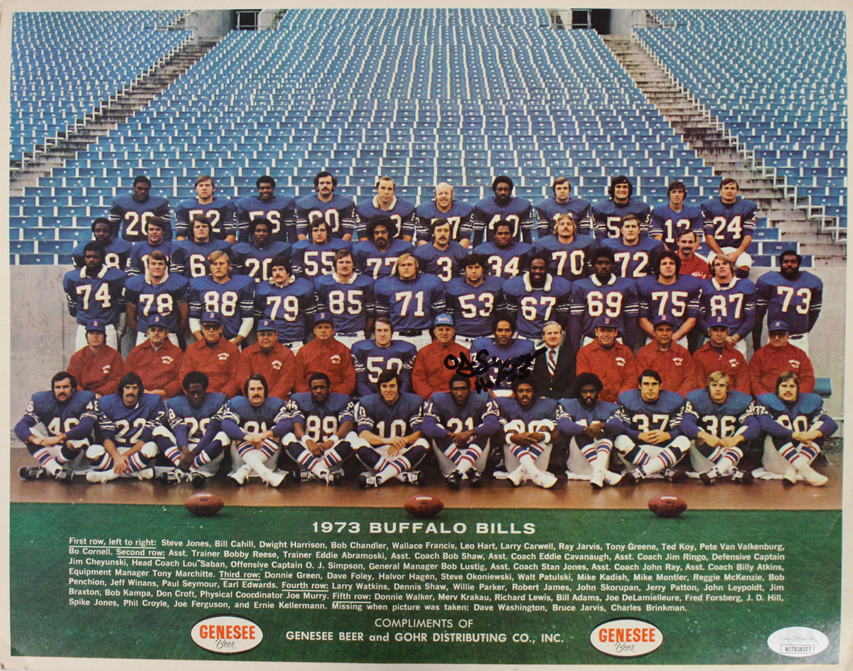 O.J. Simpson Buffalo Bills Signed Mini Helmet - 11x17 Roster HOF JSA JSA-Powers Sports Memorabilia