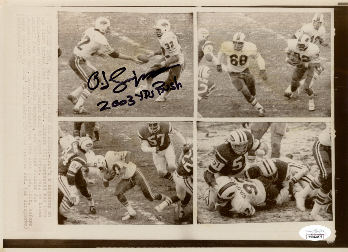 O.J. Simpson Buffalo Bills Signed Mini Helmet - 8x12 2003 Yds JSA JSA-Powers Sports Memorabilia