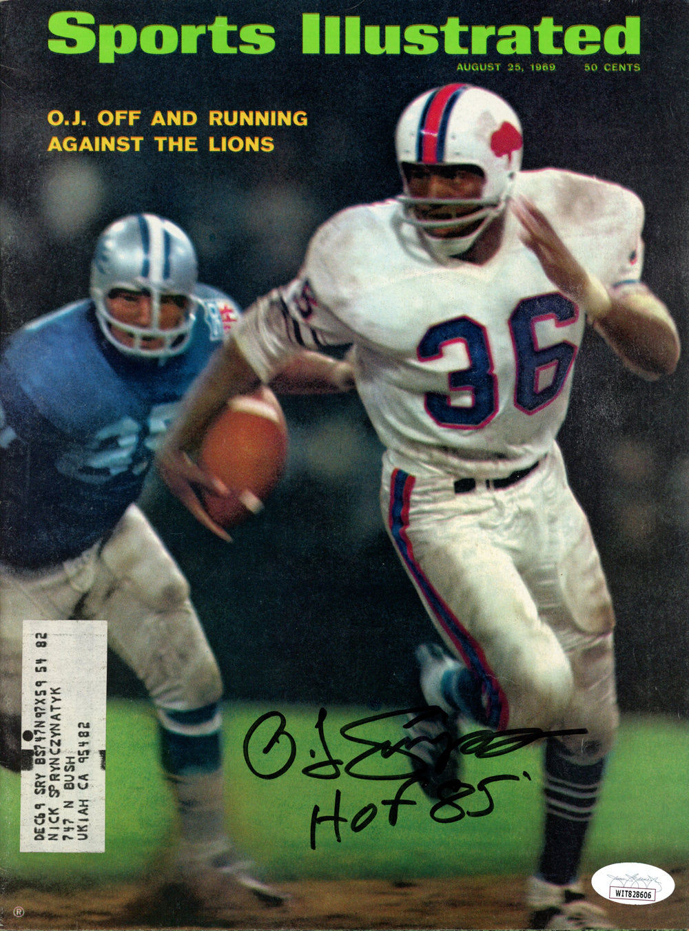 O.J. Simpson Signed Sports Illustrated Magazine 8/25/1969 HOF JSA-Powers Sports Memorabilia