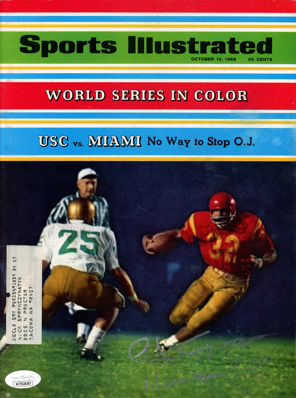 O.J. Simpson Signed Sports Illustrated Magazine 10/14/1968 Heisman JSA-Powers Sports Memorabilia