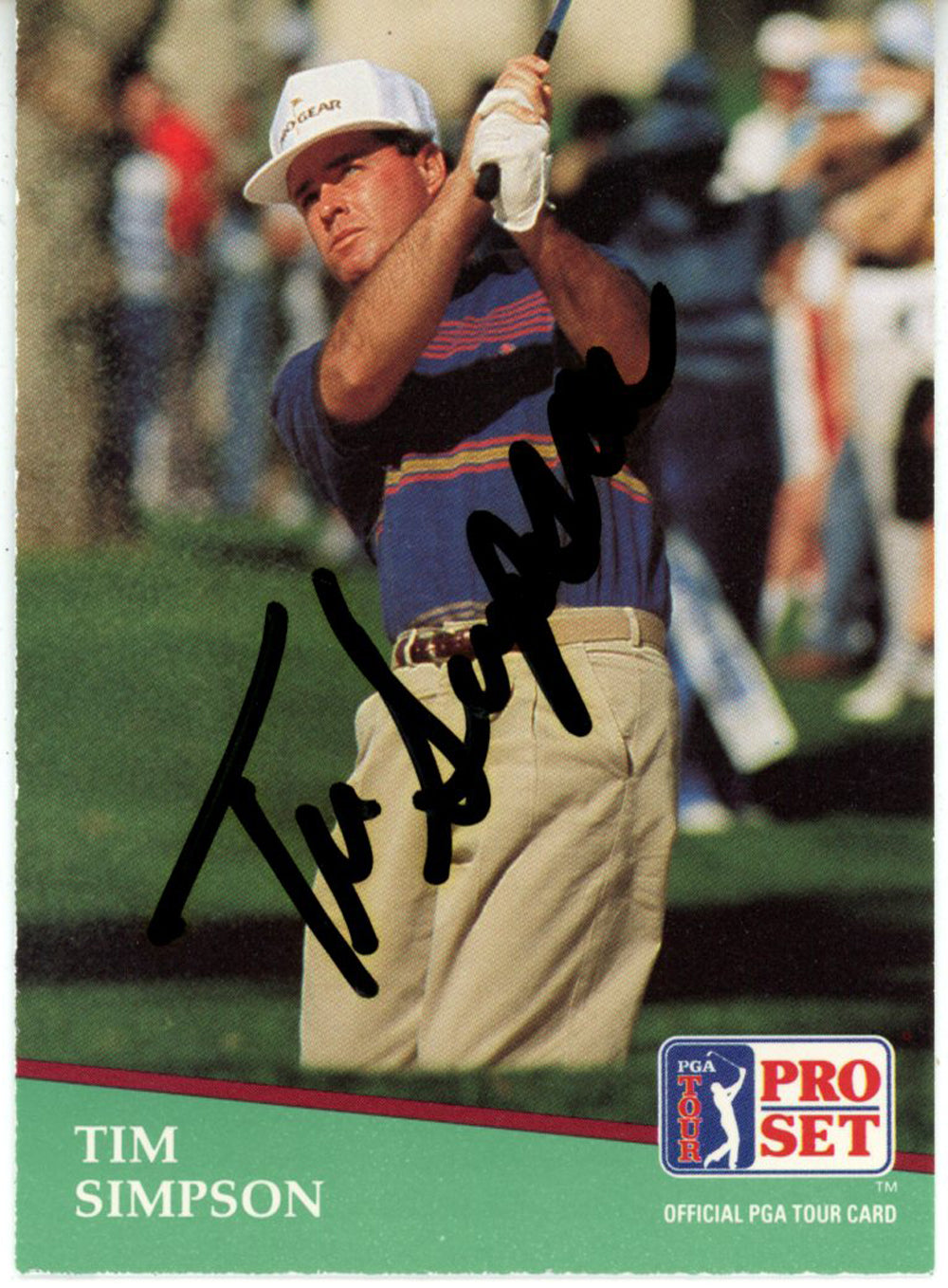 Tim Simpson Pga Signed Card - 1991 Pro Set #128 Beckett Beckett-Powers Sports Memorabilia