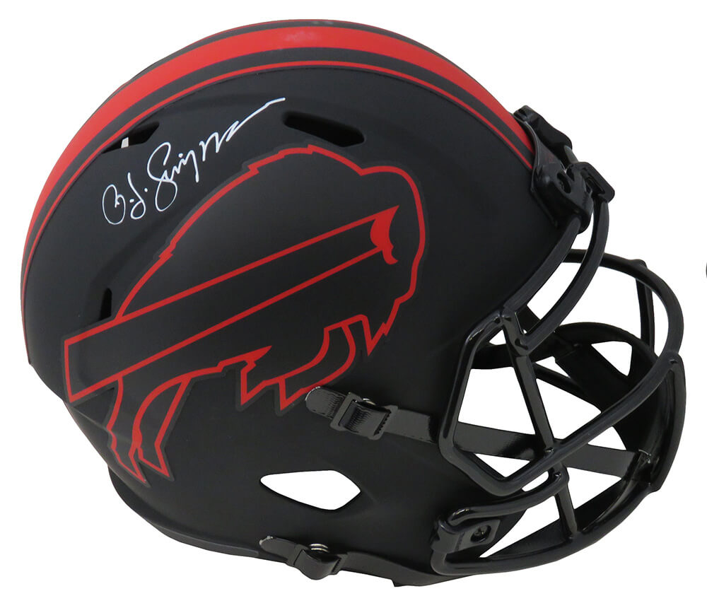 O.J. Simpson Autographed Buffalo Bills Eclipse Black Matte Riddell Full Size Speed Replica Helmet-Powers Sports Memorabilia