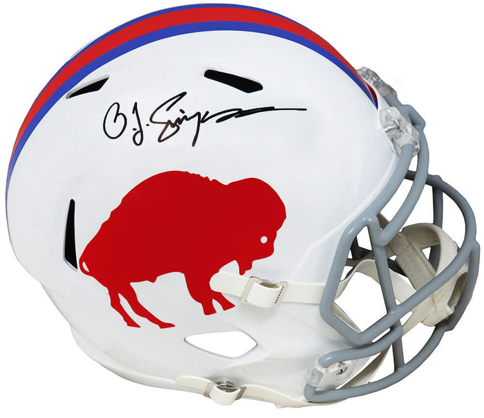 O.J. Simpson Autographed Buffalo Bills Throwback White Riddell Full Size Speed Replica Helmet-Powers Sports Memorabilia