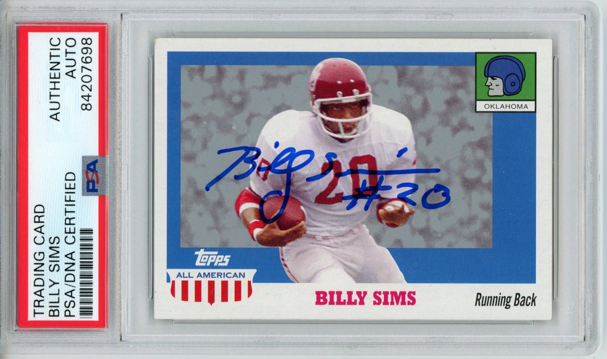Billy Sims Oklahoma Sooners Signed Card - 2005 Topps All American PSA Slab PSA-Powers Sports Memorabilia