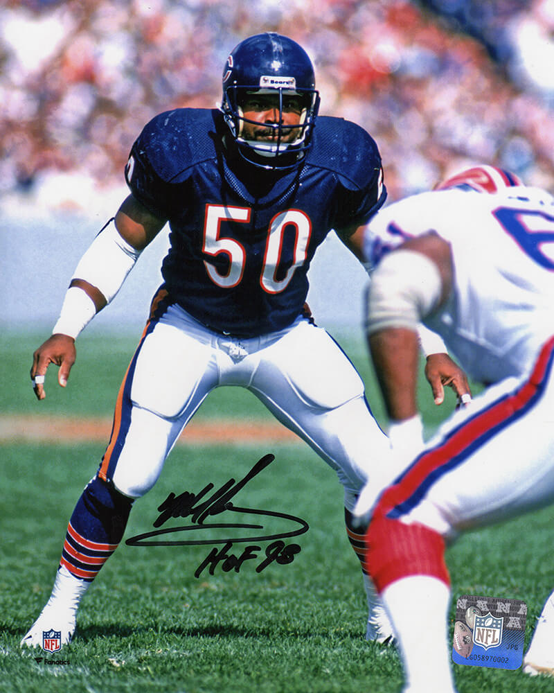 Mike Singletary Chicago Bears Autographed vs Buffalo Bills Action 8x10 Photo-Powers Sports Memorabilia