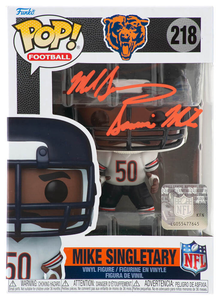 Mike Singletary Chicago Bears Autographed Mike Singletary Funko Pop #218-Powers Sports Memorabilia