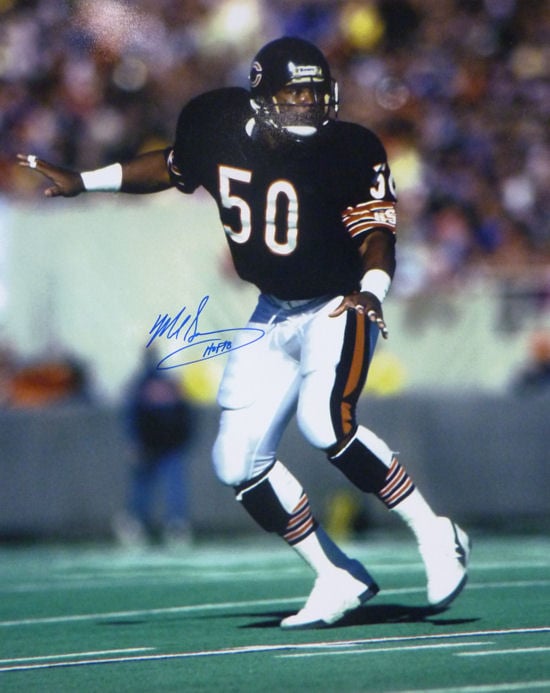 Mike Singletary Chicago Bears Signed 16x20 photo with HOF 98-Powers Sports Memorabilia