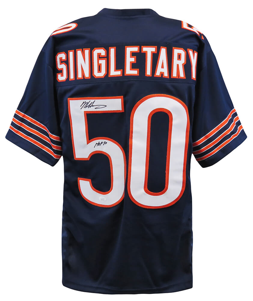 Mike Singletary Autographed Navy Custom Football Jersey with HOF'98 (JSA COA)-Powers Sports Memorabilia