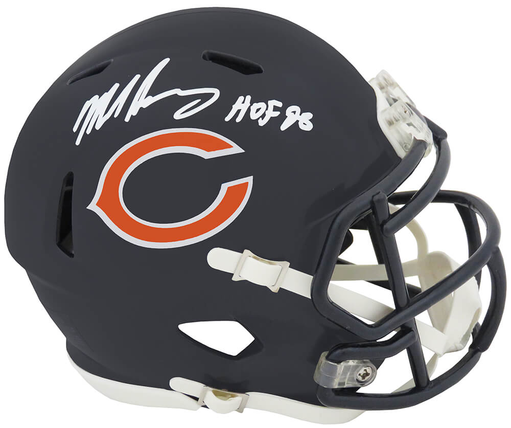 Mike Singletary Autographed Chicago Bears Riddell Speed Mini Helmet with HOF'98-Powers Sports Memorabilia