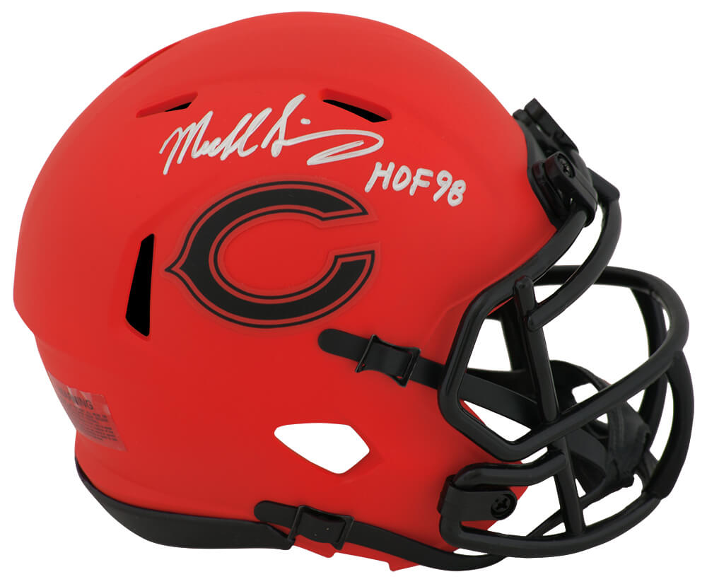 Mike Singletary Autographed Chicago Bears RAVE Riddell Speed Mini Helmet with HOF'98-Powers Sports Memorabilia