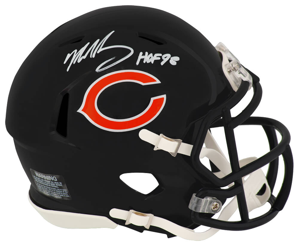 Mike Singletary Autographed Chicago Bears Riddell Speed Mini Helmet with HOF'98 - (In White)-Powers Sports Memorabilia