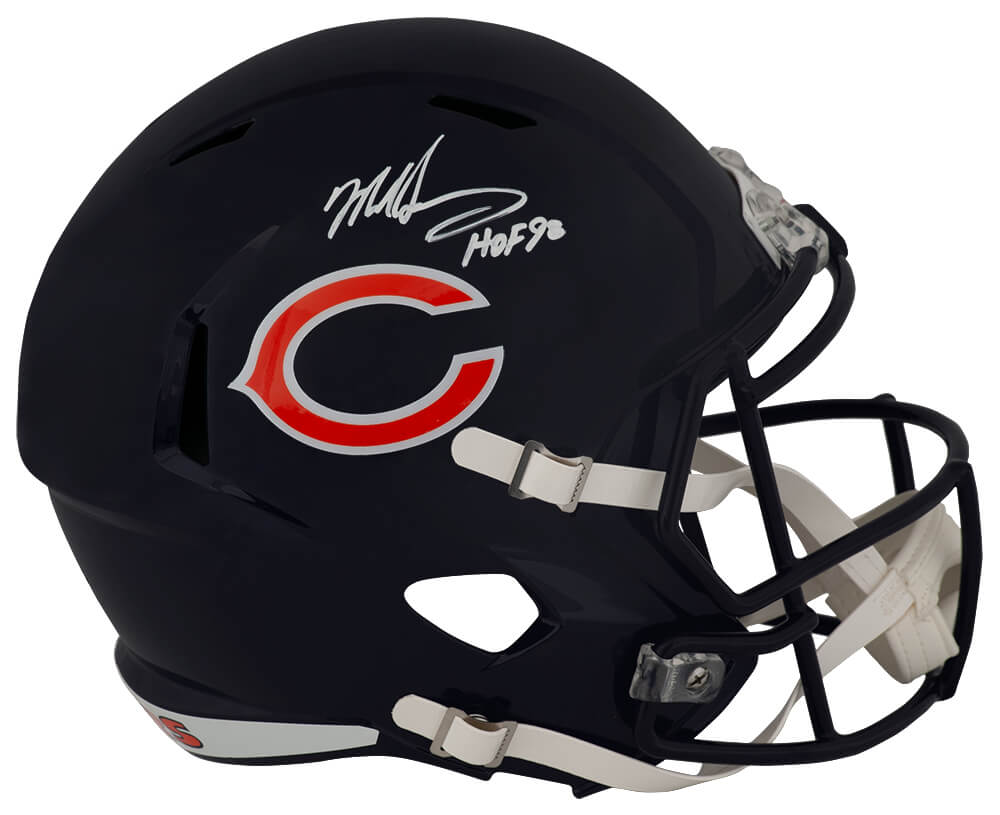 Mike Singletary Autographed Chicago Bears Riddell Full Size Speed Replica Helmet with HOF'98 - (In White)-Powers Sports Memorabilia