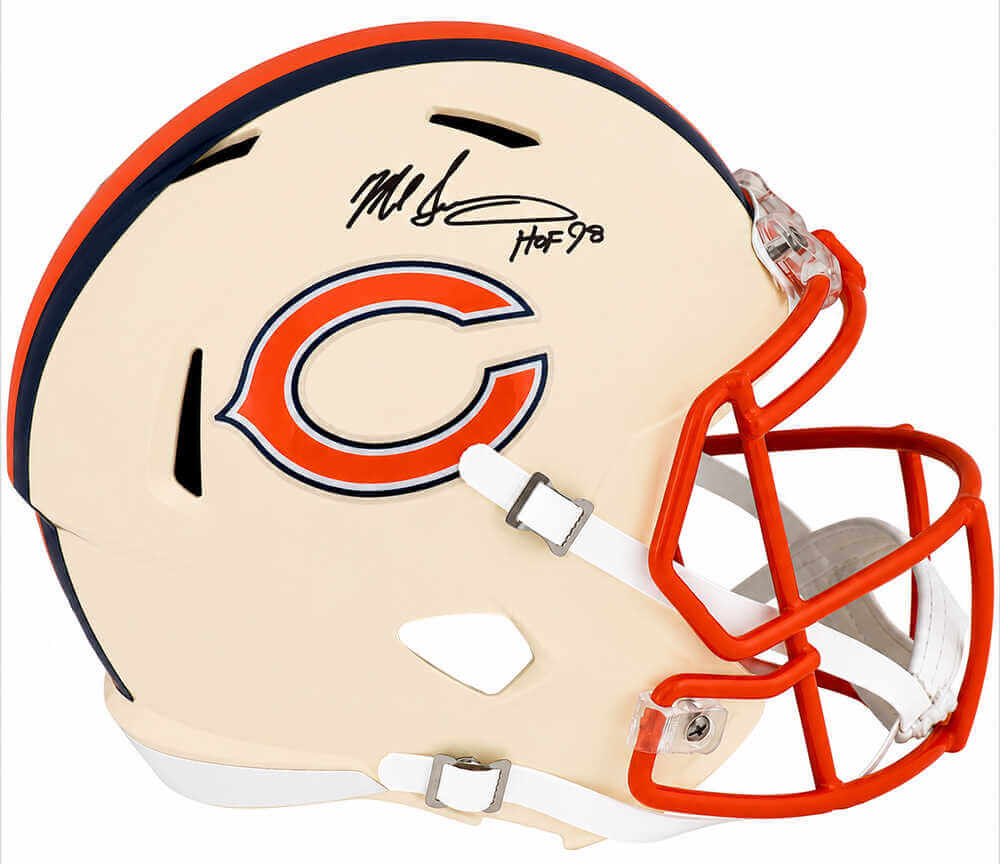 Mike Singletary Autographed Chicago Bears RETRO Riddell Full Size Speed Replica Helmet with HOF'98-Powers Sports Memorabilia