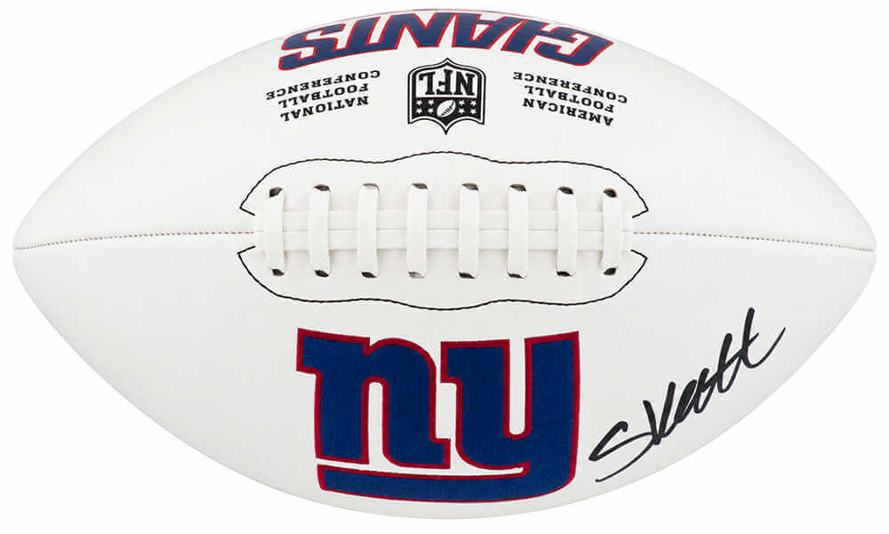 Cam Skattebo Autographed New York Giants Logo Wilson White Panel Football-Powers Sports Memorabilia