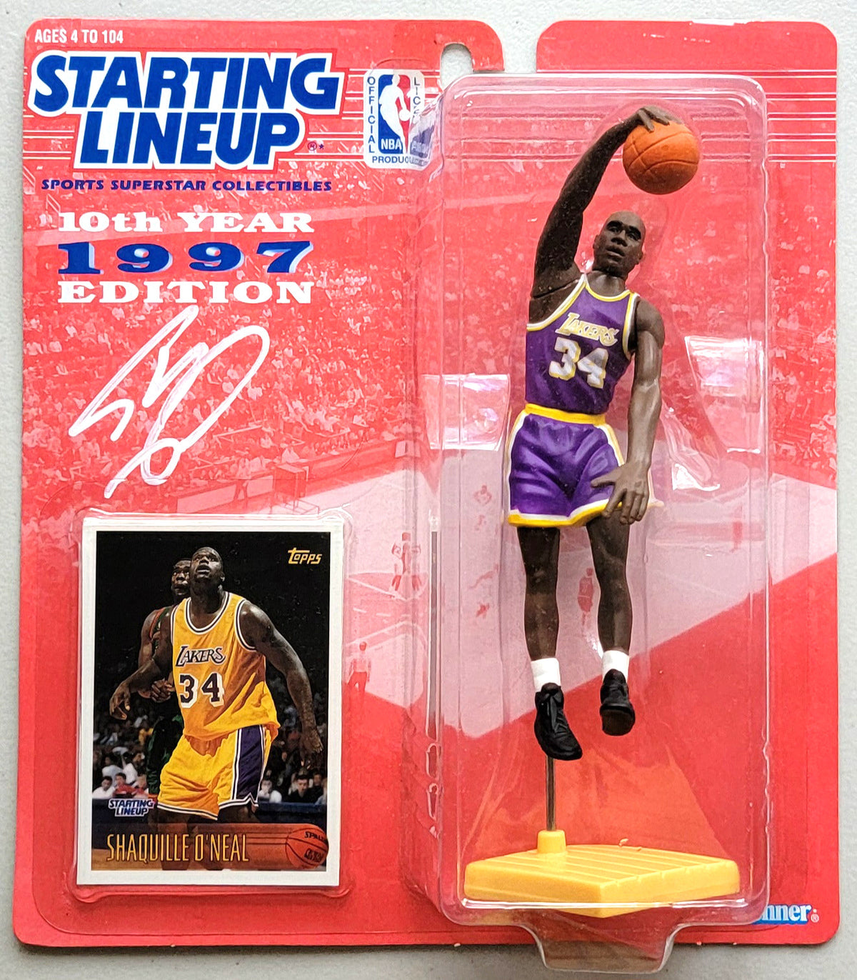 Shaquille O'Neal Signed Los Angeles Lakers 1997 Starting Lineup Beckett Witnessed Purple Jersey-Powers Sports Memorabilia
