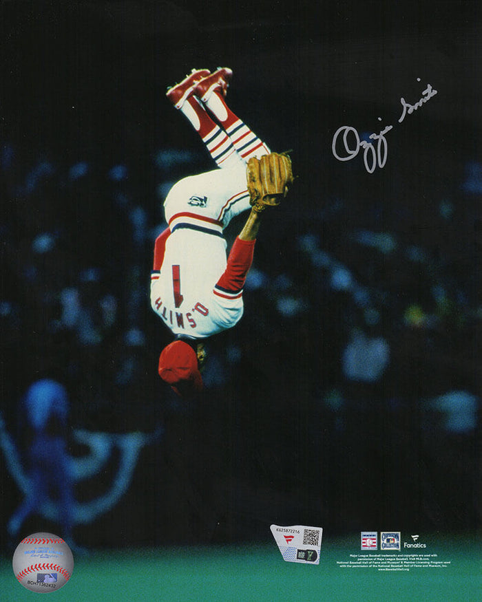 Ozzie Smith Autographed St Louis Cardinals Flip Action 8x10 Photo - (Fanatics)-Powers Sports Memorabilia