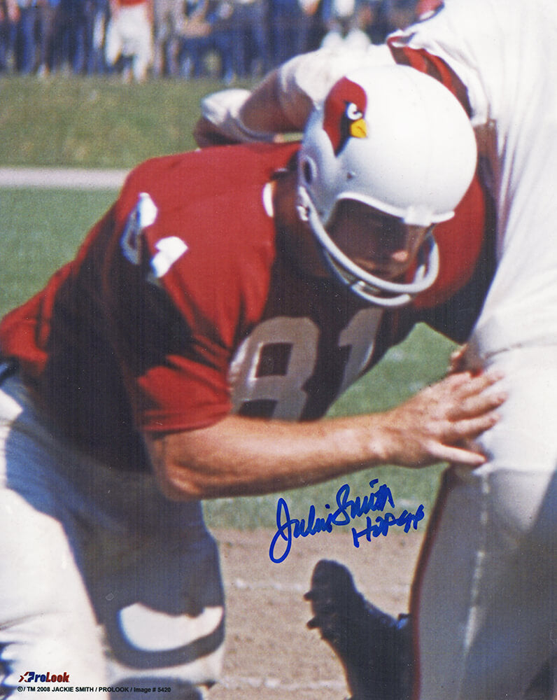 Jackie Smith Arizona Cardinals Autographed Action 8x10 Photo w/ HOF 94-Powers Sports Memorabilia