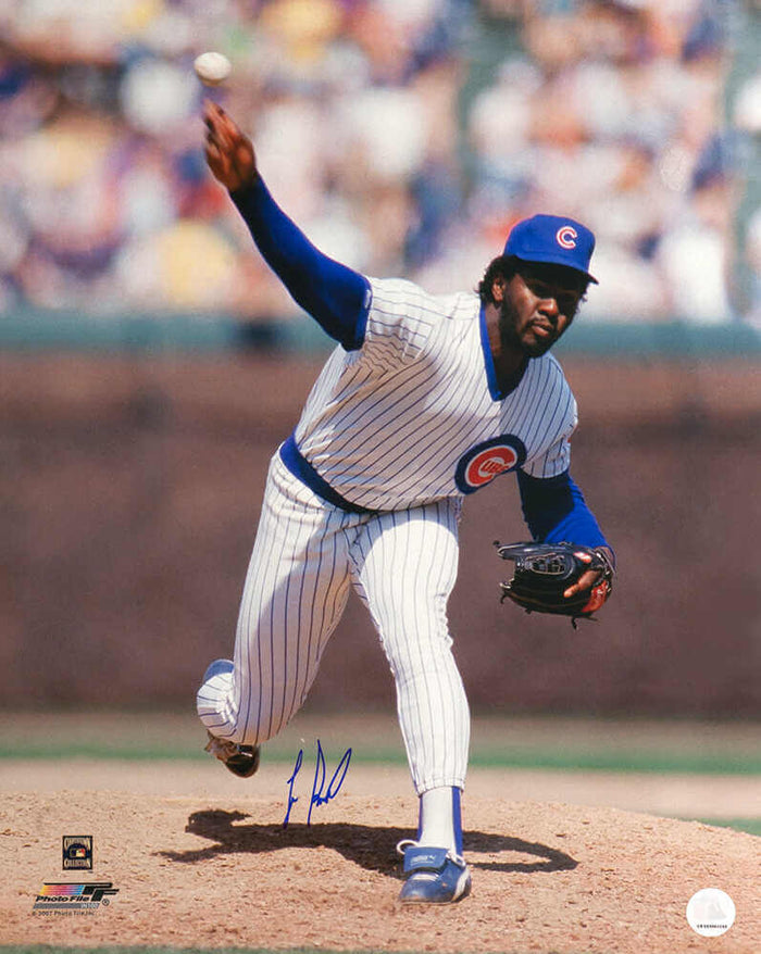 Lee Smith Autographed Chicago Cubs White Jersey Pitching Action 16x20 Photo-Powers Sports Memorabilia