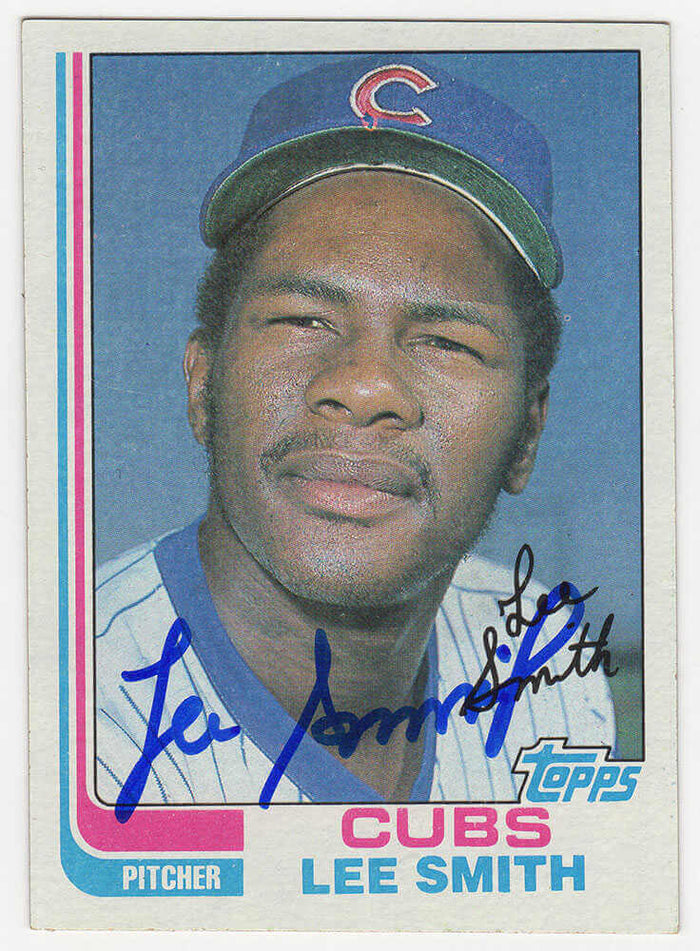 Lee Smith Autographed Chicago Cubs 1982 Topps Rookie Baseball Card #452-Powers Sports Memorabilia