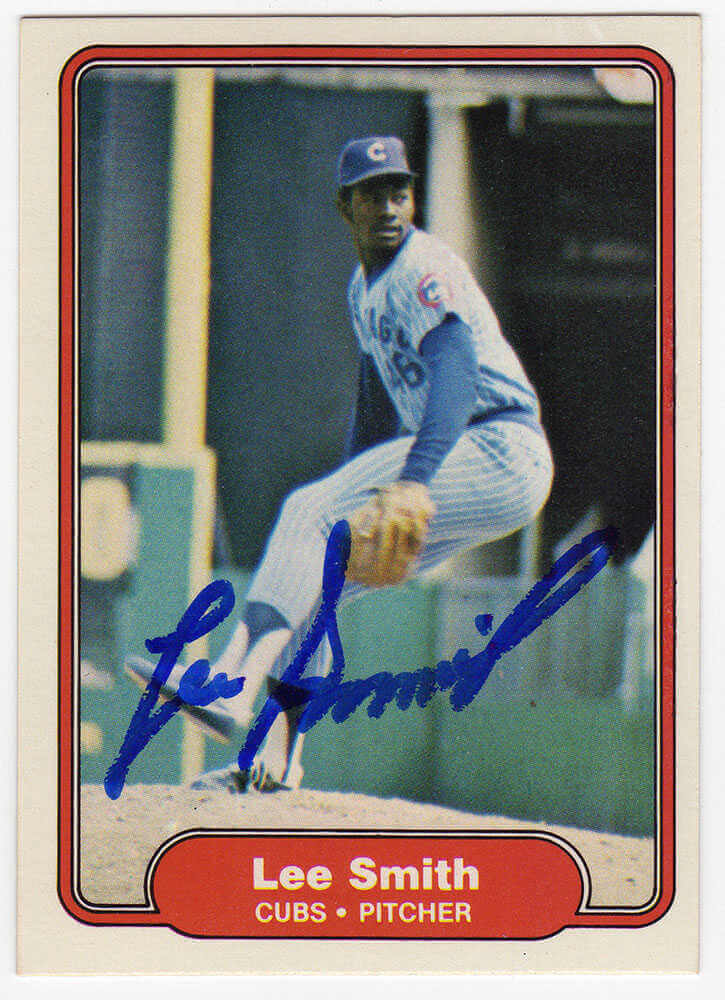 Lee Smith Autographed Chicago Cubs 1982 Fleer Rookie Baseball Card #603-Powers Sports Memorabilia