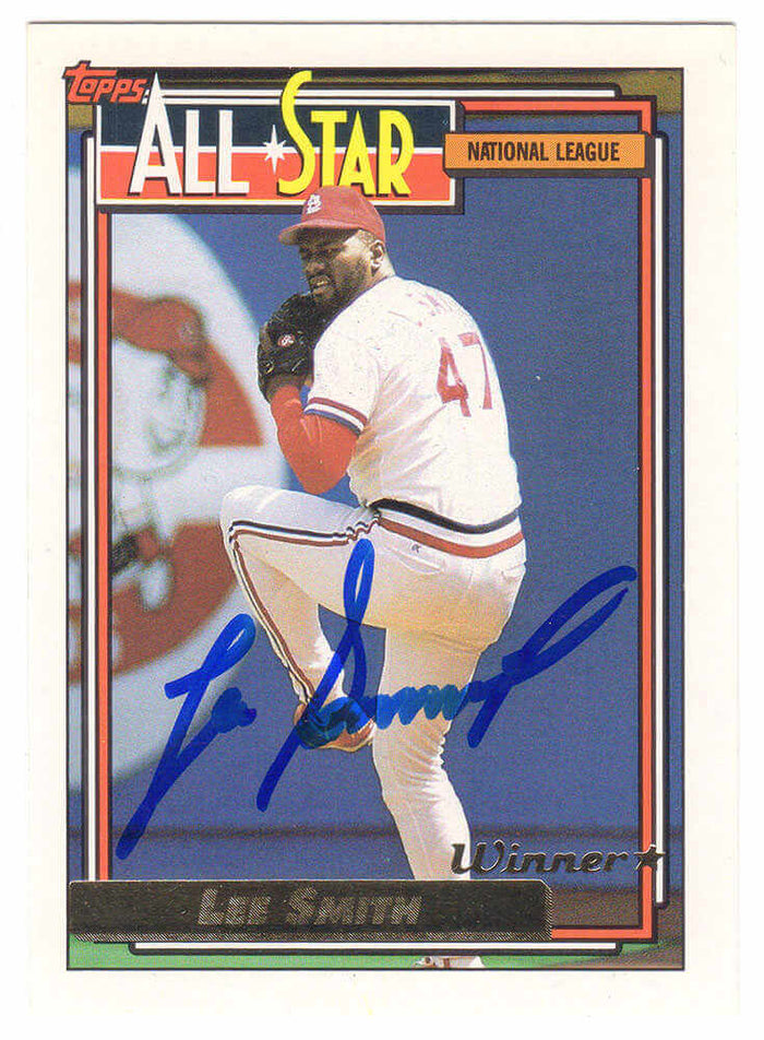 Lee Smith Autographed St Louis Cardinals 1992 Topps GOLD All Star Baseball Trading Card #396-Powers Sports Memorabilia