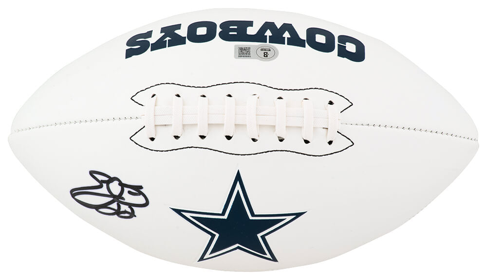 Emmitt Smith Dallas Cowboys Autographed Franklin Logo Football Beckett-Powers Sports Memorabilia