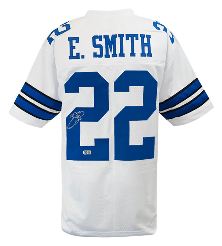 Emmitt Smith Autographed White Custom Football Jersey-Powers Sports Memorabilia