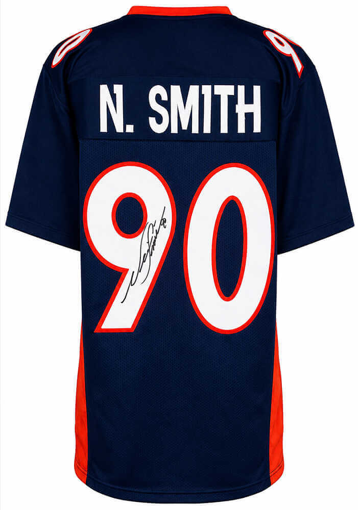 Neil Smith Autographed Navy Custom Football Jersey-Powers Sports Memorabilia