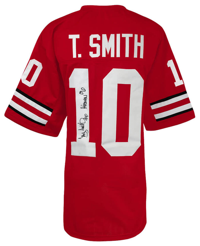 Troy Smith Autographed Red Custom College Football Jersey with Heisman'06-Powers Sports Memorabilia