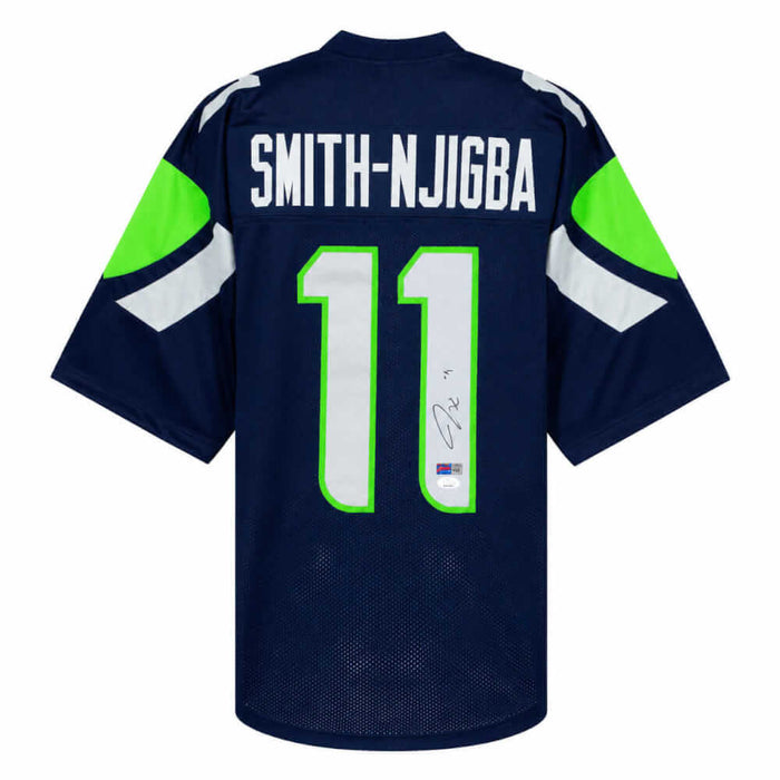 Jaxon Smith-Njigba Autographed Navy Custom Football Jersey (JSA)-Powers Sports Memorabilia