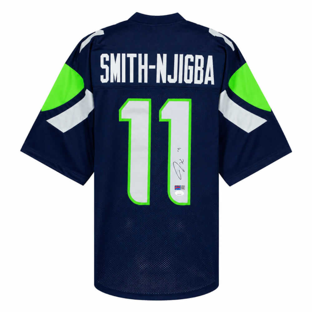 Jaxon Smith-Njigba Autographed Navy Custom Football Jersey (JSA)-Powers Sports Memorabilia