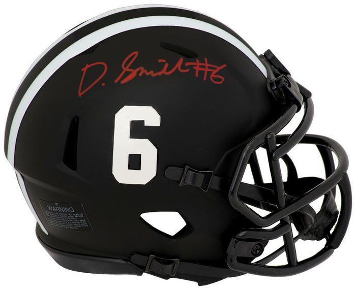 Devonta Smith Autographed Alabama Crimson Tide Eclipse Black Matte Riddell Speed Mini Helmet-Powers Sports Memorabilia
