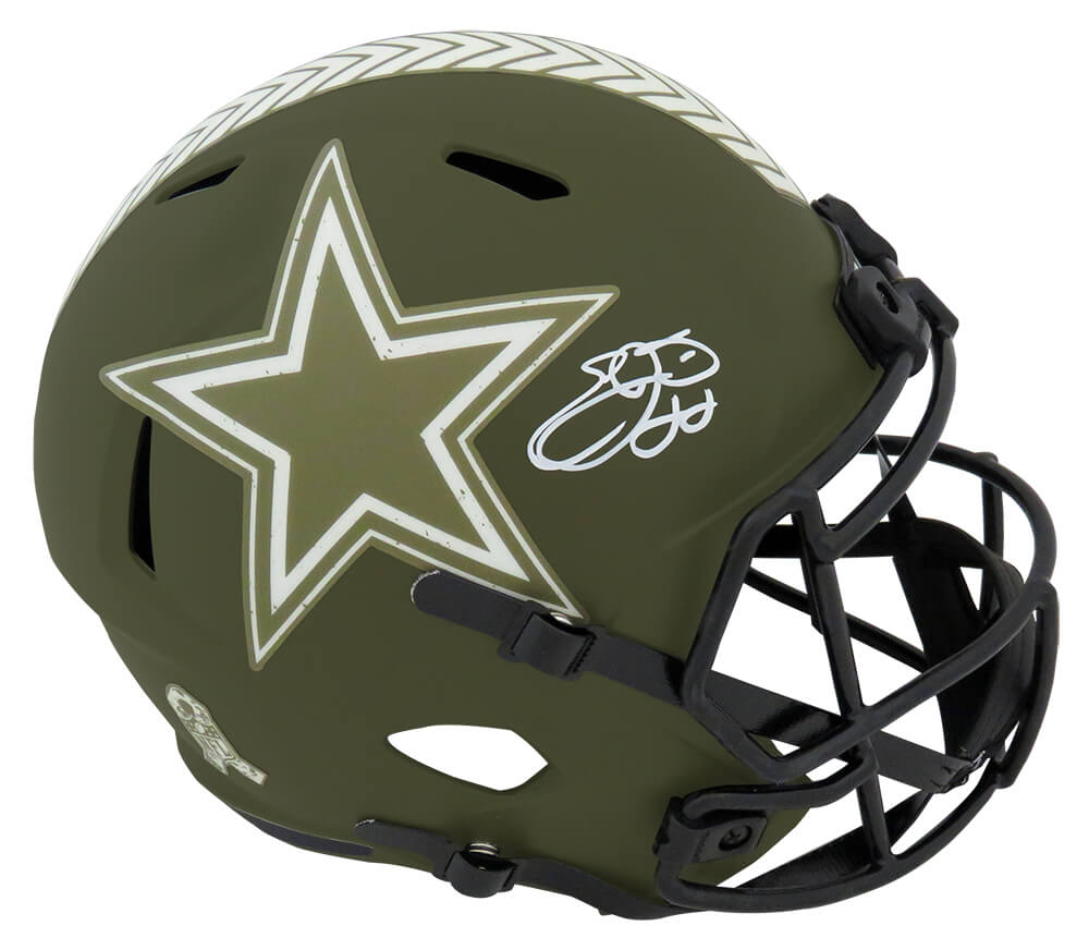 Emmitt Smith Autographed Dallas Cowboys Salute to Service Riddell Full Size Speed Replica Helmet-Powers Sports Memorabilia