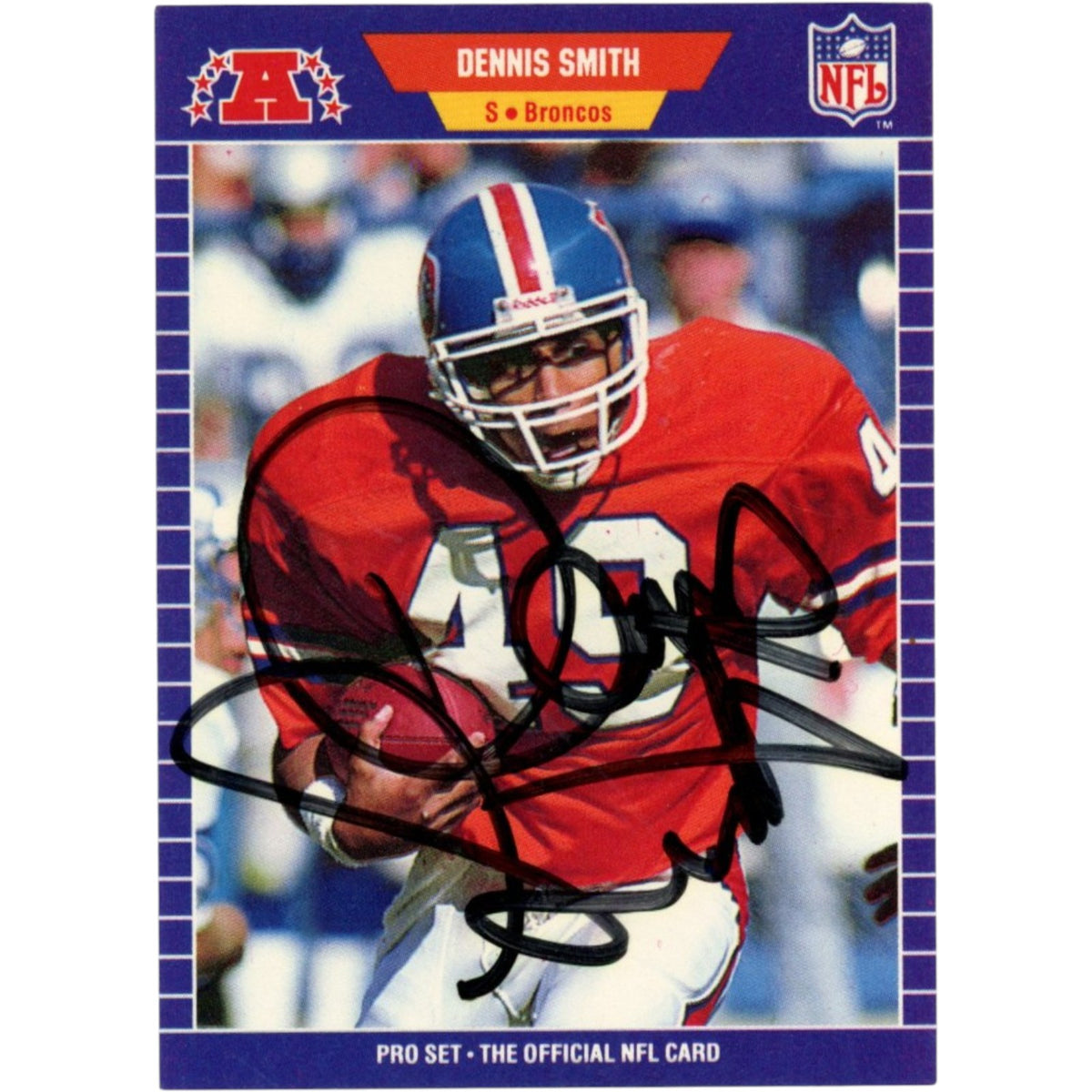 Dennis Smith Denver Broncos Signed Card - Beckett Beckett-Powers Sports Memorabilia