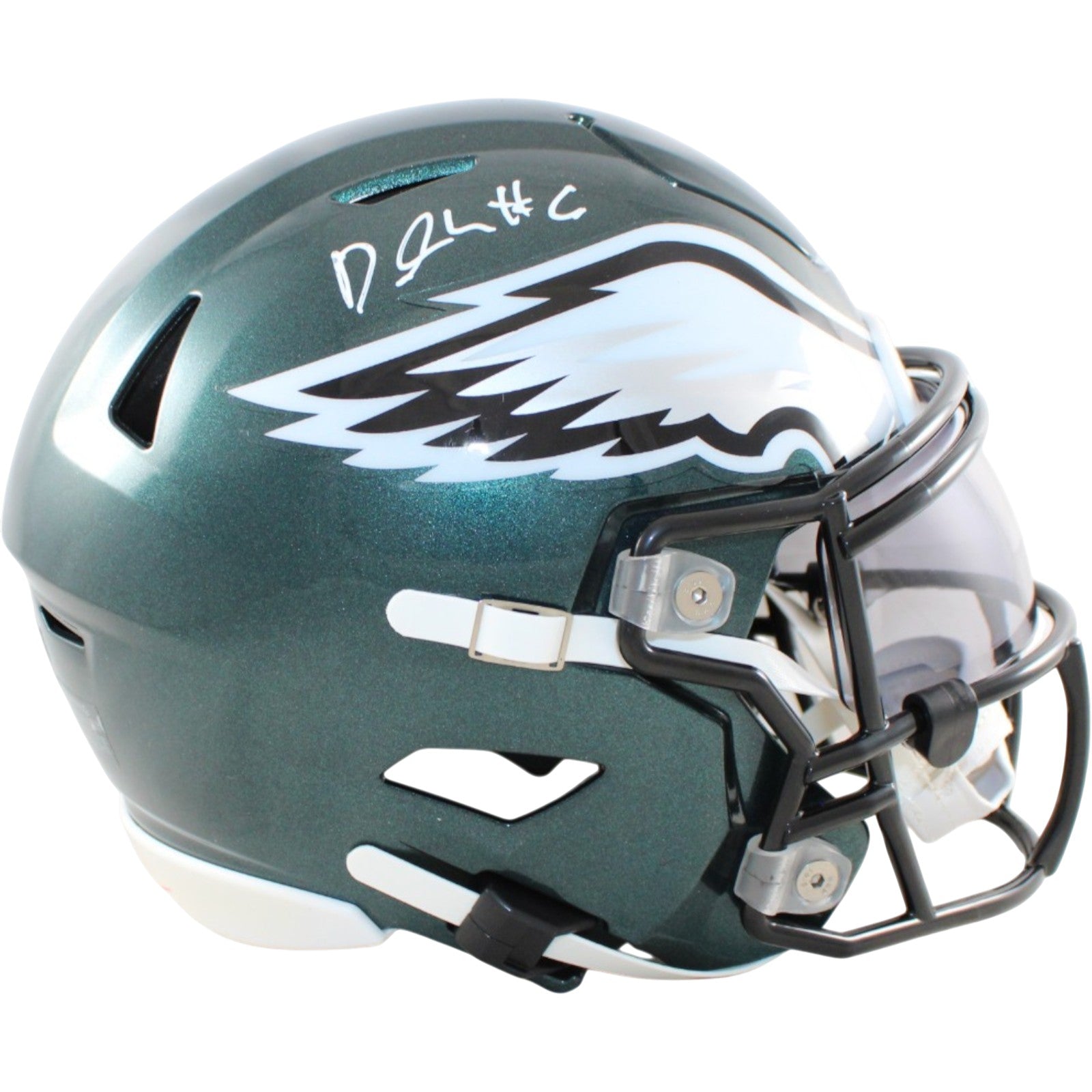 Devonta Smith Philadelphia Eagles Mid-Sized Midi Signed Helmet Beckett W 58595 Beckett-Powers Sports Memorabilia