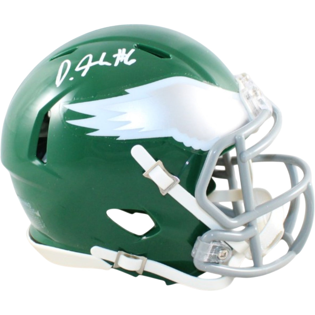 Devonta Smith Philadelphia Eagles Signed Mini Helmet 74 TB Beckett W 58585 Beckett-Powers Sports Memorabilia