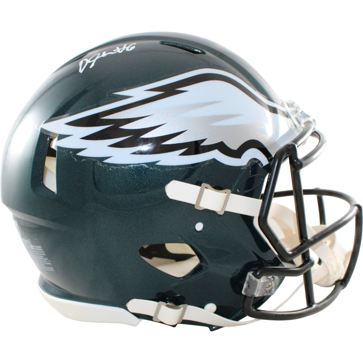 Devonta Smith Philadelphia Eagles Proline Signed Helmet Beckett Witness 58608 Beckett-Powers Sports Memorabilia
