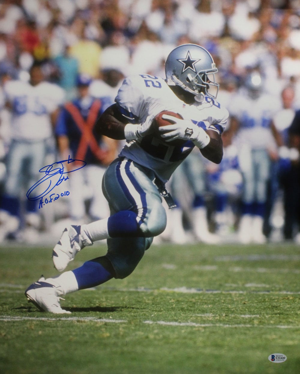 Emmitt Smith Dallas Cowboys Signed 16x20 Photo - HOF Beckett - 29244-Powers Sports Memorabilia