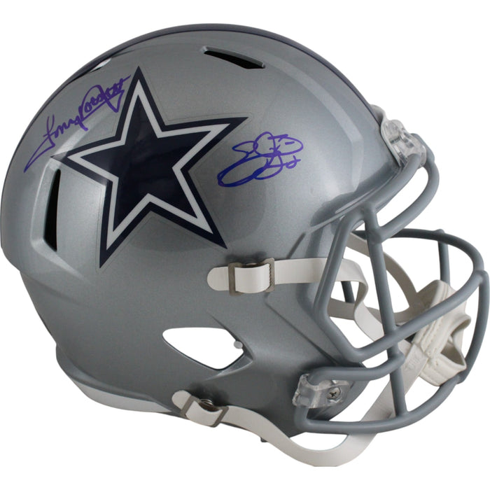 Emmitt Smith Tony Dorsett Signed Dallas Cowboys Full-Size Helmet – Beckett Authenticated-Powers Sports Memorabilia