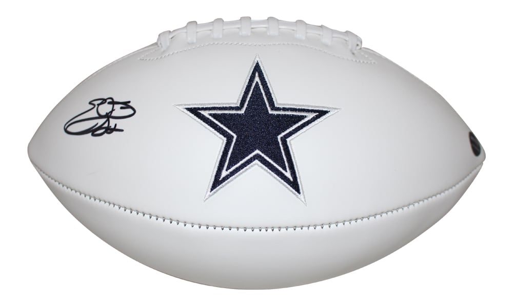 Emmitt Smith Signed Dallas Cowboys Logo Football – Beckett Authenticated-Powers Sports Memorabilia