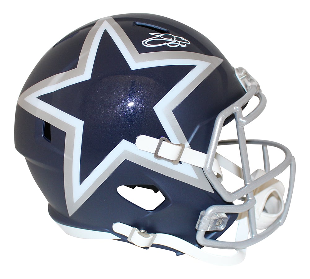 Emmitt Smith Signed Dallas Cowboys Full-Size AMP Helmet – Beckett Authenticated-Powers Sports Memorabilia
