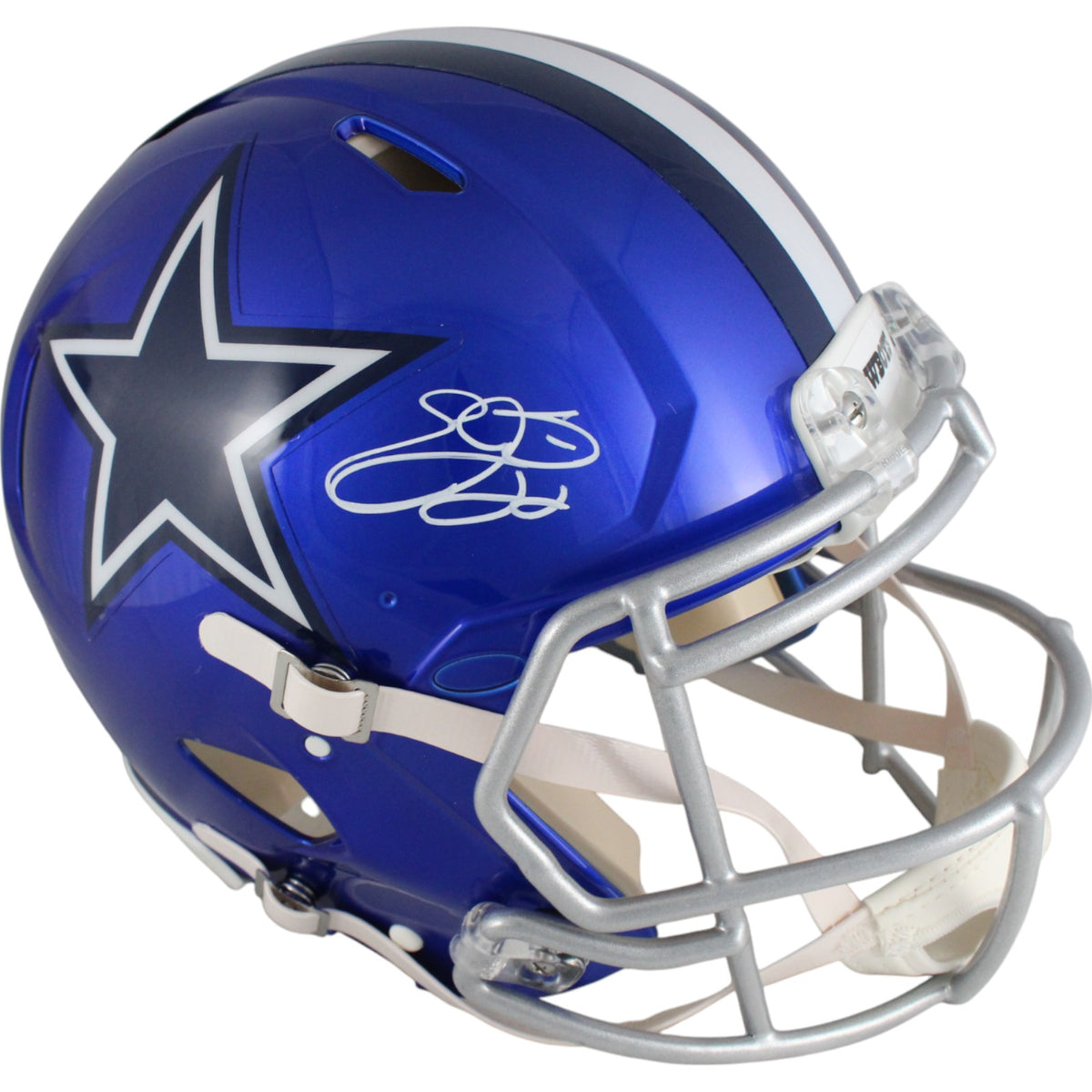 Emmitt Smith Dallas Cowboys Authentic Flash Signed Helmet-Powers Sports Memorabilia