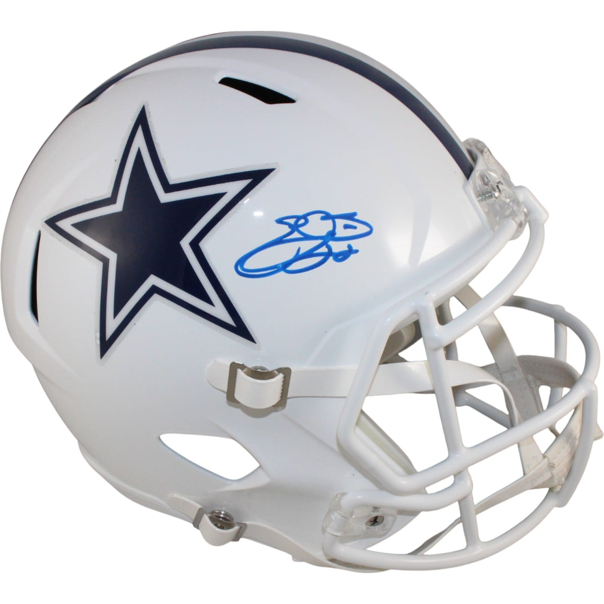 Emmitt Smith Signed Dallas Cowboys Full-Size Helmet 22 Alt – Beckett Witness Authenticated-Powers Sports Memorabilia