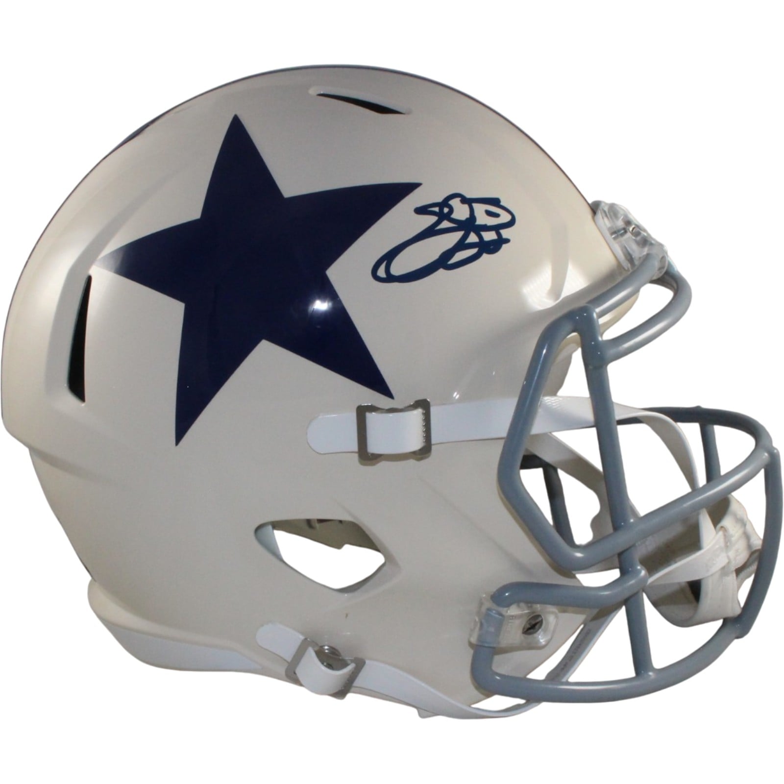 Emmitt Smith Signed Dallas Cowboys Full-Size Retro Helmet – Beckett Witness Authenticated-Powers Sports Memorabilia