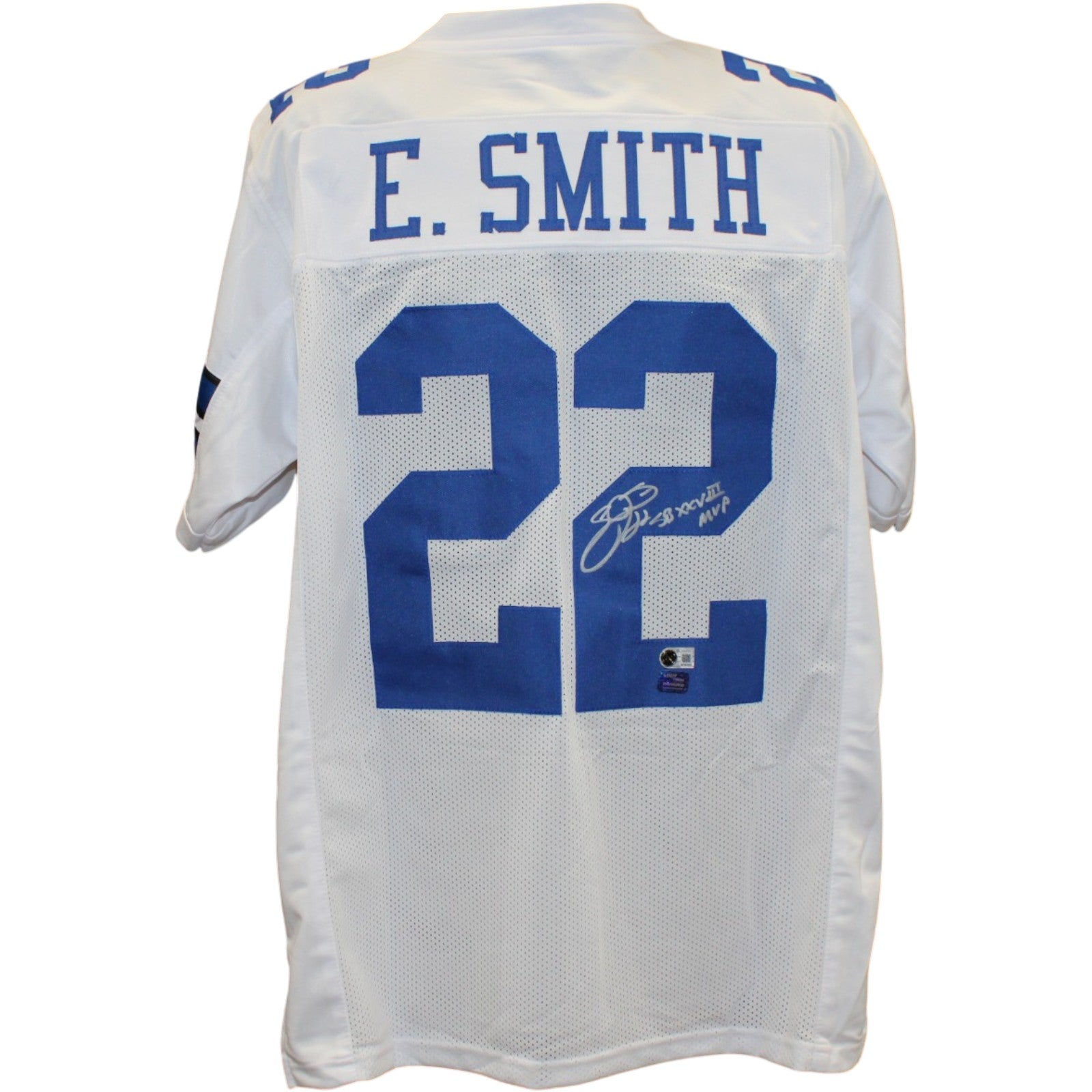 Emmitt Smith Pro Style Sz XL Signed Jersey White SB XXXVIII MVP BAS W 58502-Powers Sports Memorabilia