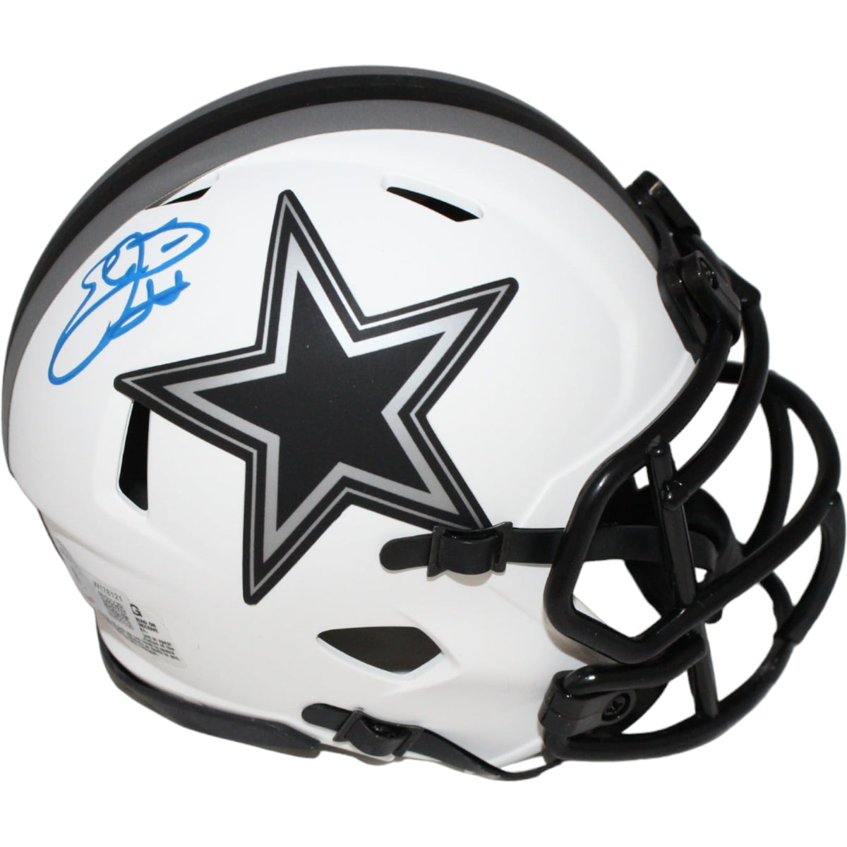 Emmitt Smith Signed Dallas Cowboys Lunar Mini Helmet – Beckett Authenticated-Powers Sports Memorabilia